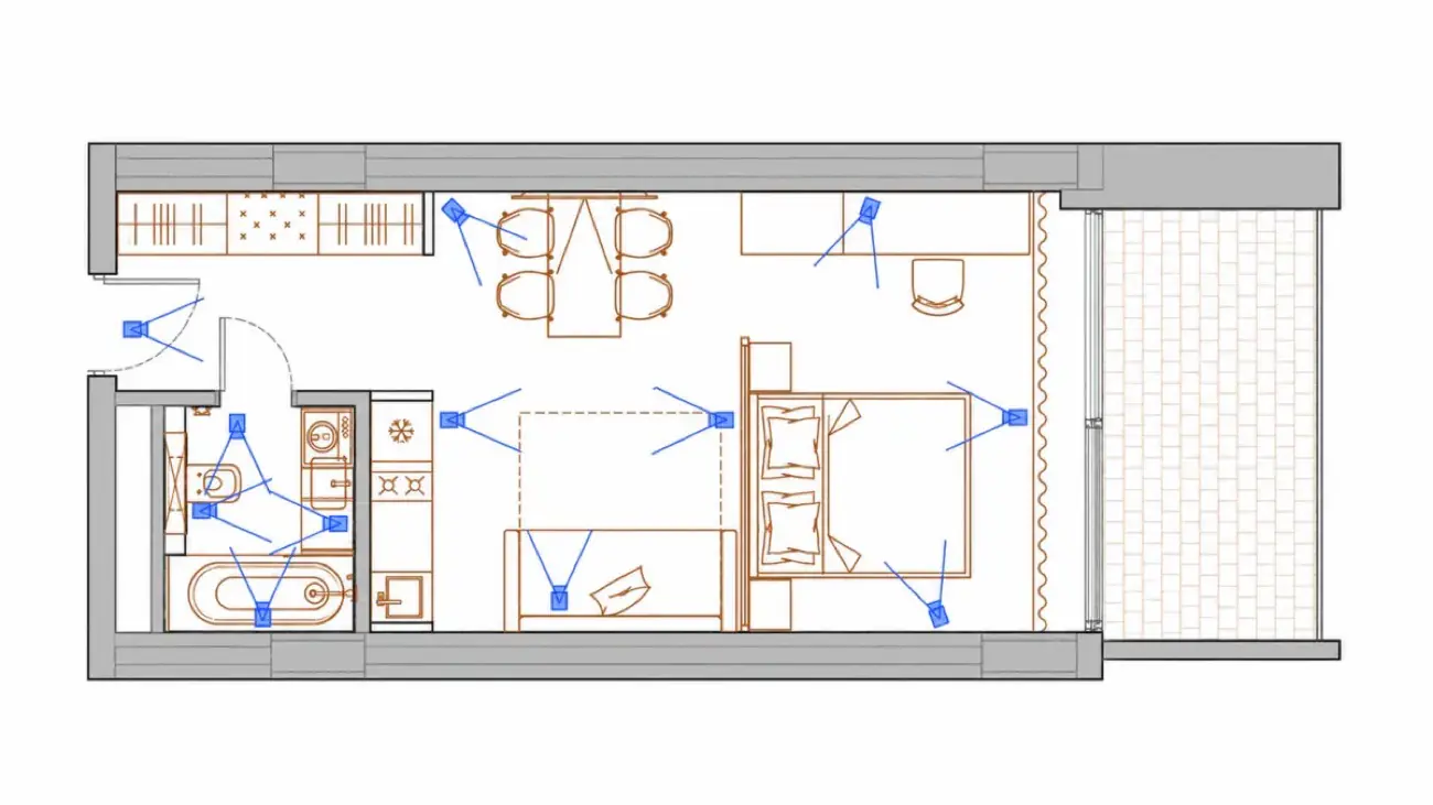 Планировка студии 37 м²